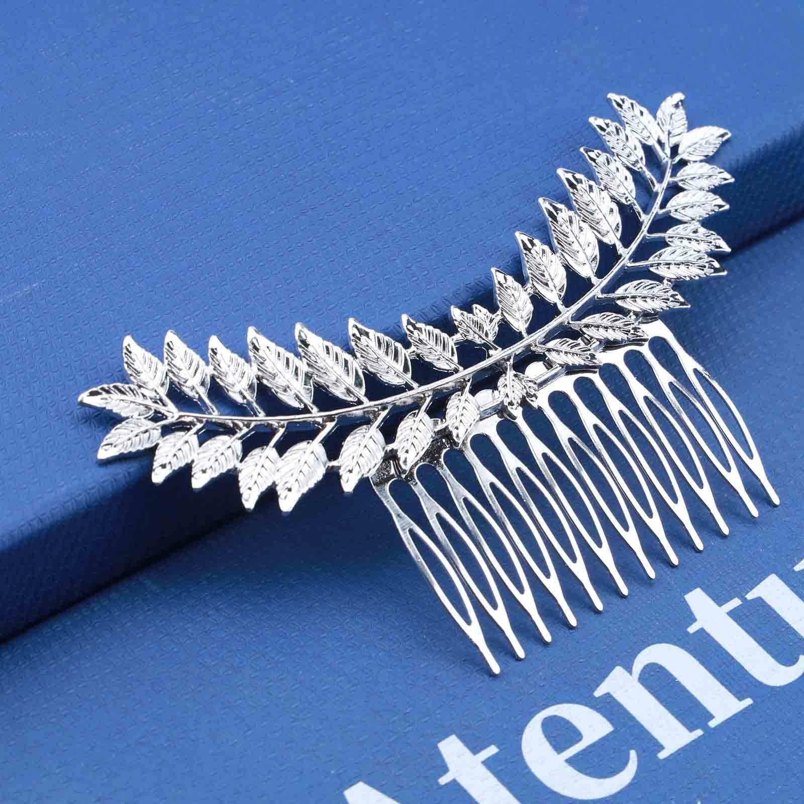 Antique Art DECO Silver Leaf Barrette 1928 Jewelry Rectangular Floral Bar Hair Barrette main image 4