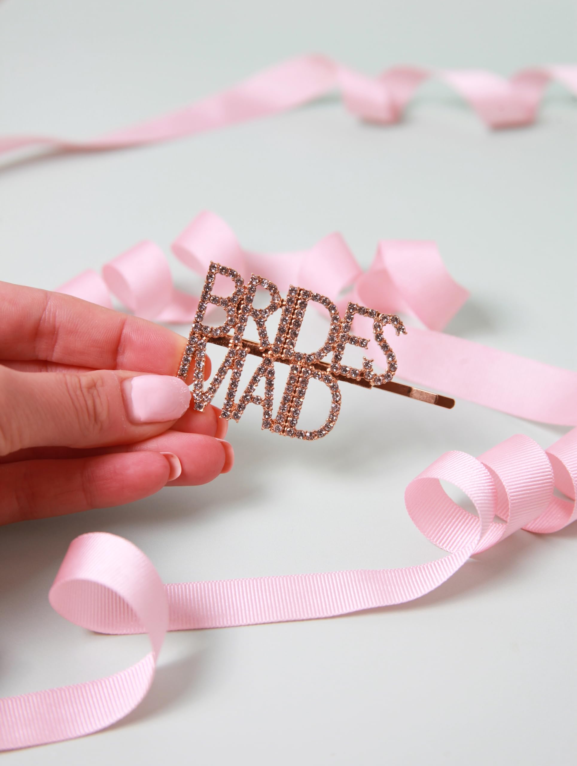 Pink Positive Bridesmaid, Bride to Be, Maid of Honour Sparkly Bobby Pin, Hair Slide (Bridesmaid), Gold - Image 4