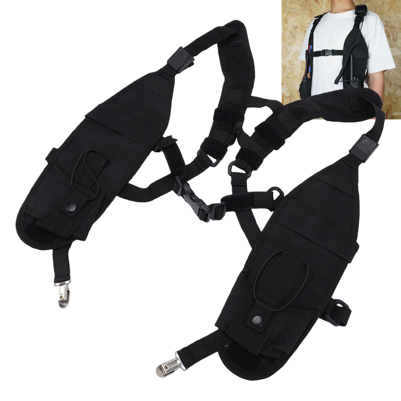 Jectse Gilet per Imbracatura Toracica per Radio Gilet per Radio con Tracolla Spallacci Regolabili Fibbie a Sgancio Rapido Tasche Multiple di Sospensione Doppio per Costruzioni