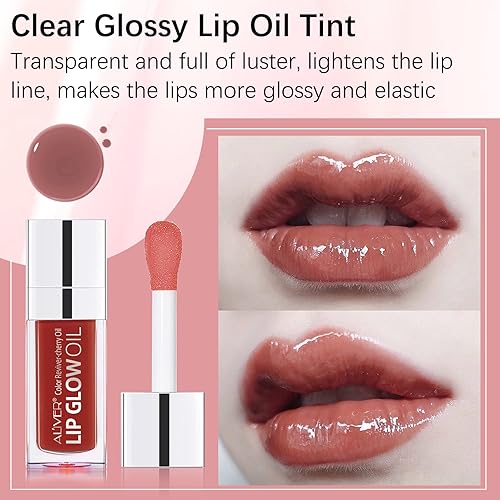 Miniatura 6 de sefudun Lip Glow Oil - Brillo de labios hidratante - Aceite hidratante para labios de larga duración, impermeable, juego de tinte labial (rosa)