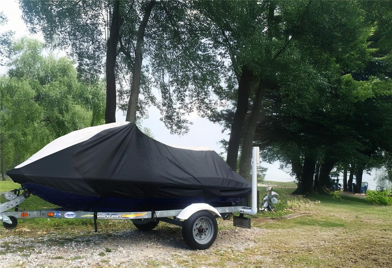 SBU-BUD 600 Denier Jet Ski PWC Cover Compatible for Kawasaki STX 1100 / JT1100 1997 1998 1999 Black/Grey