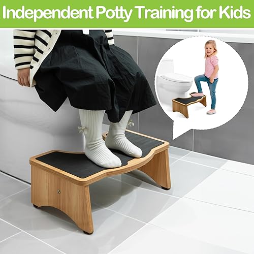 Miniatura 12 de StrongTek Taburete de inodoro mejorado en cuclillas, taburete de madera para baño, madera extra gruesa, capacidad resistente de 350 libras, cómodo