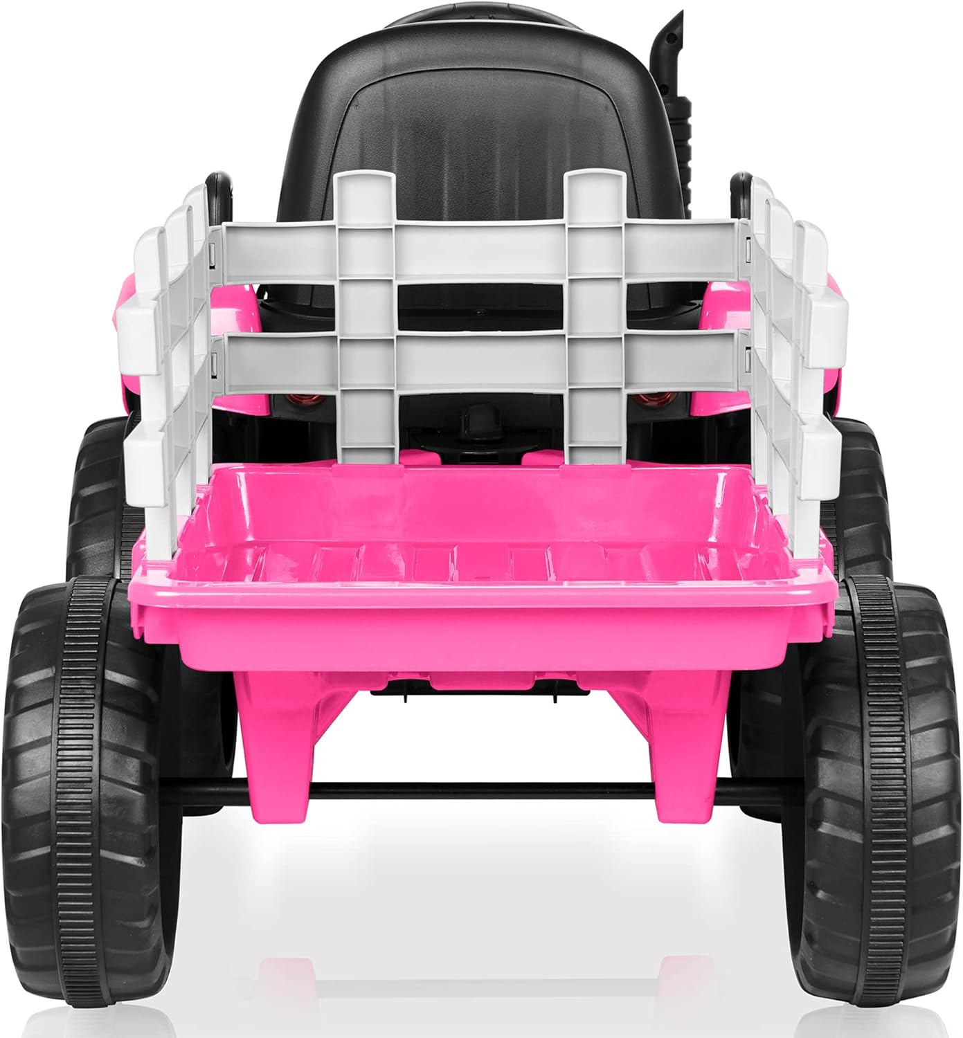 Kidzone 12V 7AH EVA Treaded Tires Kids Battery Powered Electric Tractor with Trailer Toddler Ride On Toy with Dual Motors 3-Gear-Shift 7-LED Lights USB & Bluetooth Audio - Pink : Toys & Games