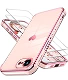 for iPhone 16e Case with 2X Screen Protector, Girl Women Cute Girly Love-Heart Luxury Gold Soft Cover Camera Protection Bumper Silicone Shockproof Phone Case for iPhone 16E 2025 (Pink)