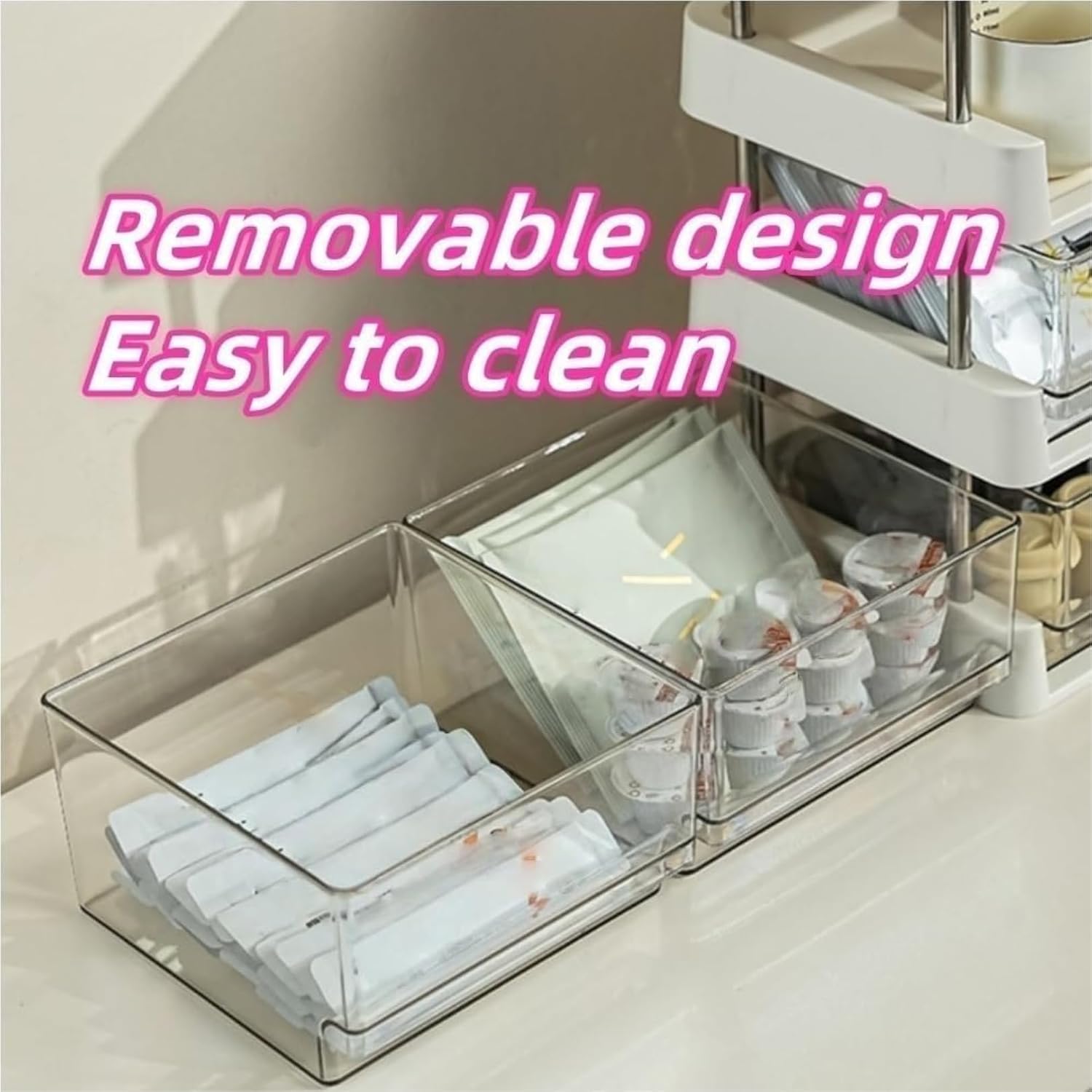 Tea Bag Storage Box, Coffee Capsule Rack, Desktop Storage Rack, Multi-Layer Organizer, Plastic Display Stands for Living Room, Island, Dining Room