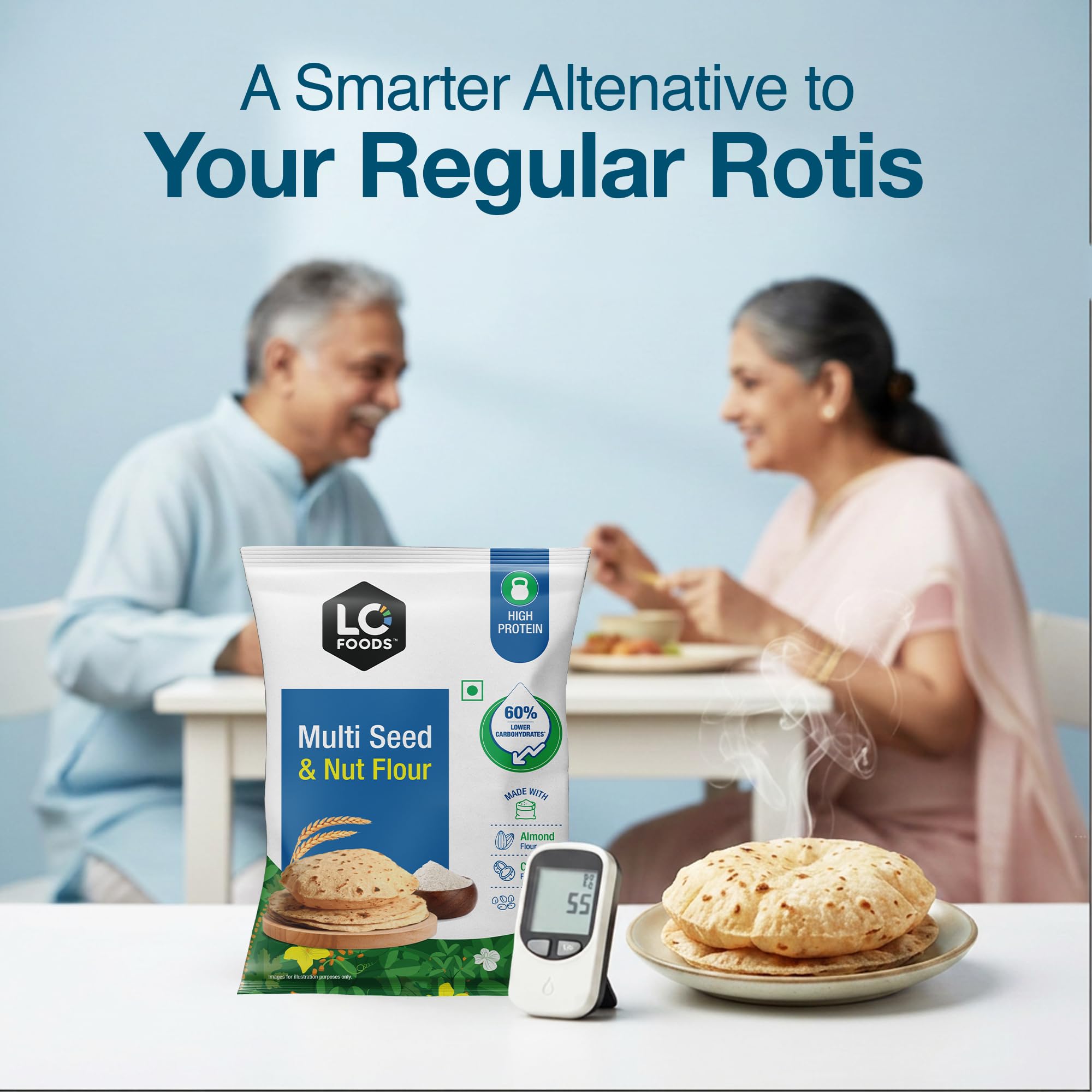 DiabeSmart Sugar Care Plus Atta 2 KG, Sugar Control Plus Flour for Diabetes Management, 65% Lower Glycemic Load Low GI Atta, 5 Superfood & Seed Multigrain Atta for Better Sugar Release Control 4