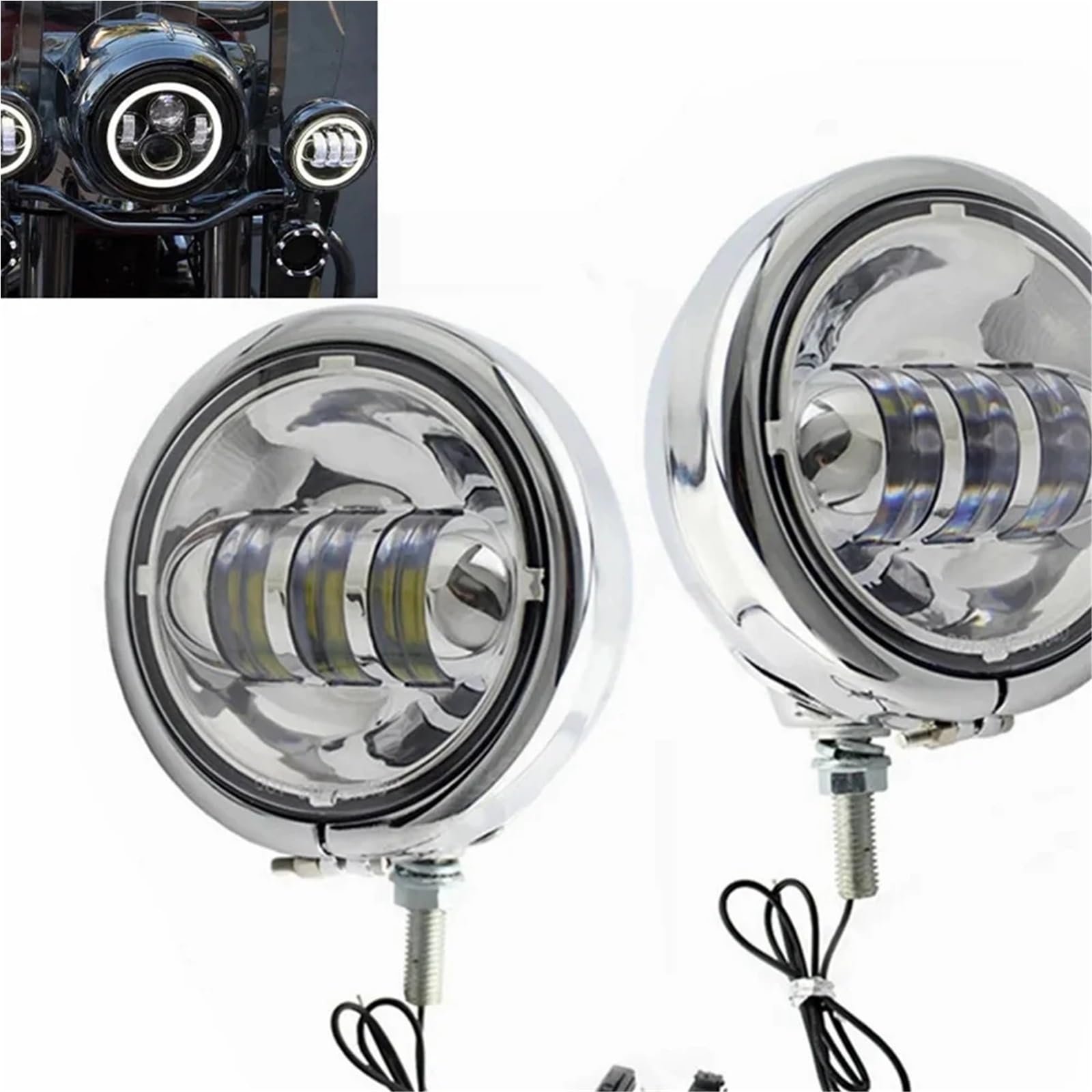 4,5" 4-1/2" LED-Nebellicht Motorrad für Motor-LED-Scheinwerfer mit Schale aus(Ice Blue)