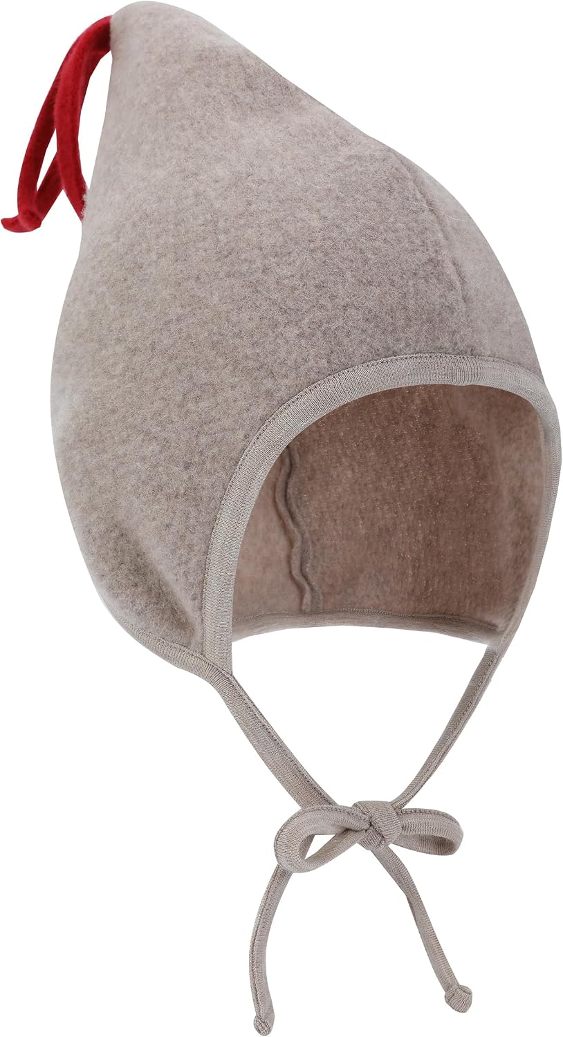 Kids Merino Wool Pixie Bonnet Earflap Hat with Chin Ties