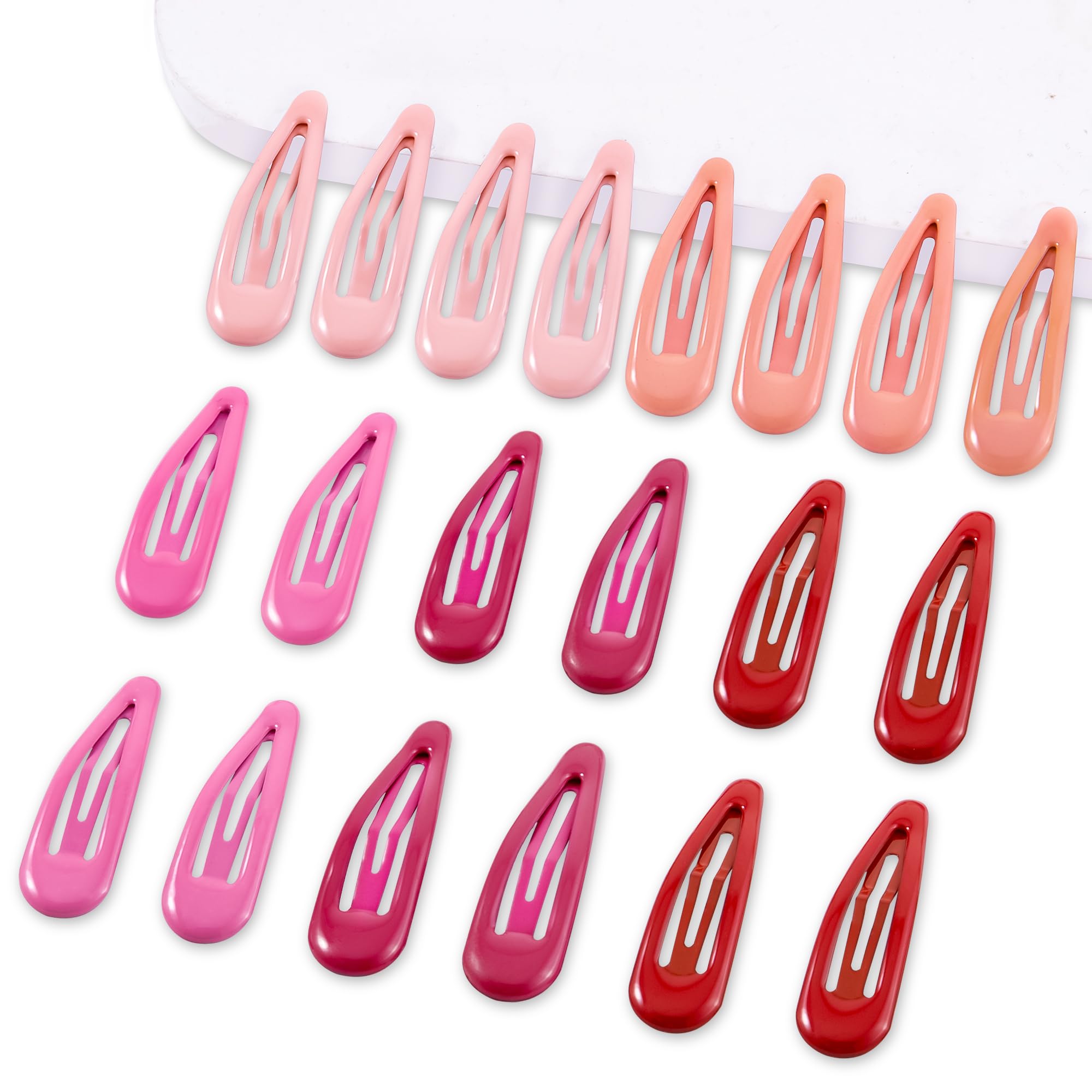 Photo 1 of Cptots 8 PCS Metal Snap Hair Clips Water Drop No Slip Barrettes for Women Bright Small Hair Clips For Thick And Thin Fine Hair,Red Pink Rose Red,1.97 x 0.5 In.