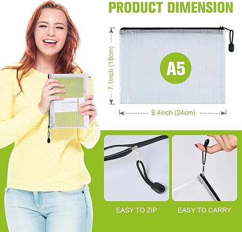 Miniatura 4 de Tamaño A5/B5, bolsas de malla de plástico con cremallera, carpetas de archivos de documentos resistentes al desgarro, bolsa organizadora de
