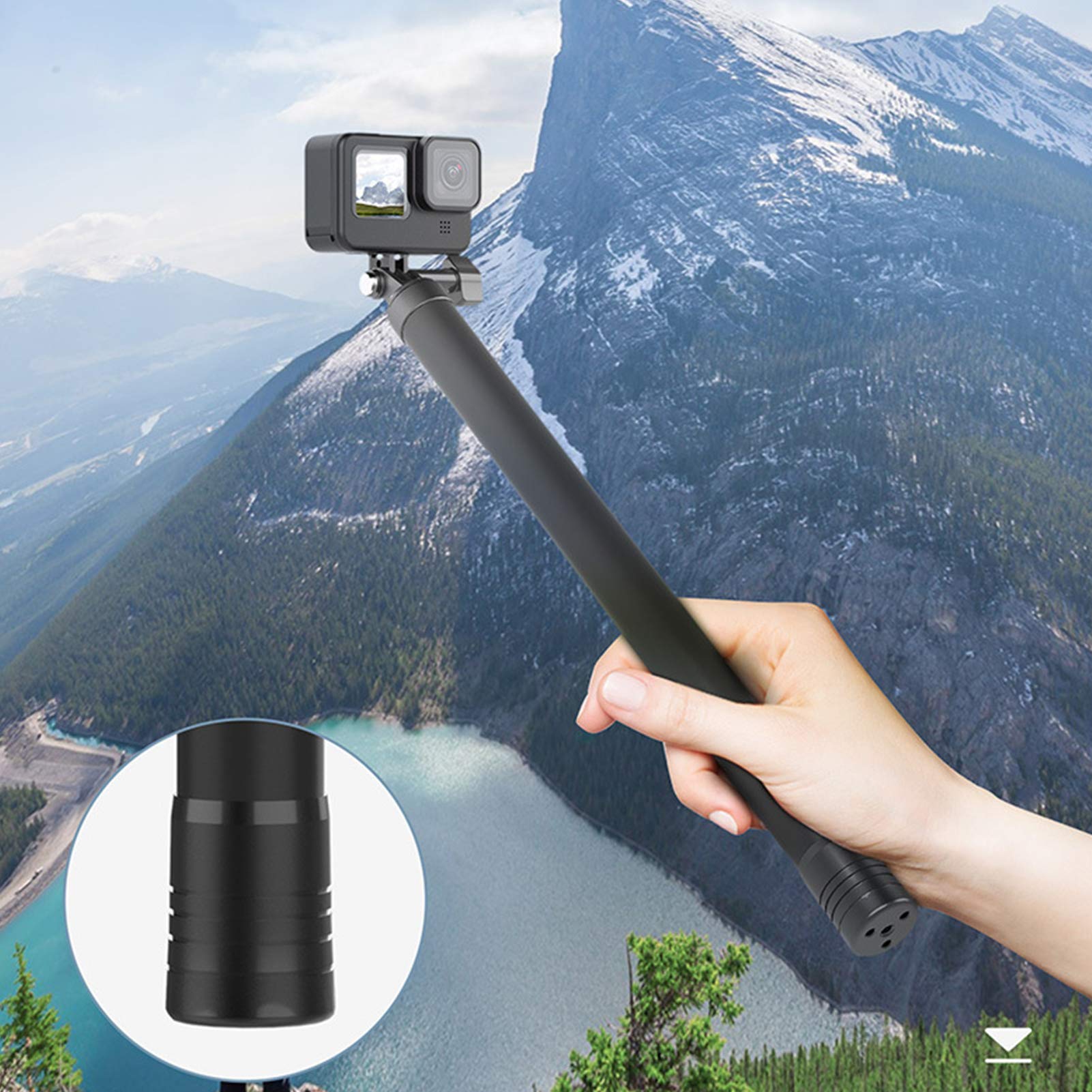 VBESTLIFE Asta di prolunga per Selfie Stick da 3 Metri / 9,8 Piedi in Fibra di Carbonio Leggera per Telecamera di Movimento, Telecamera Tascabile