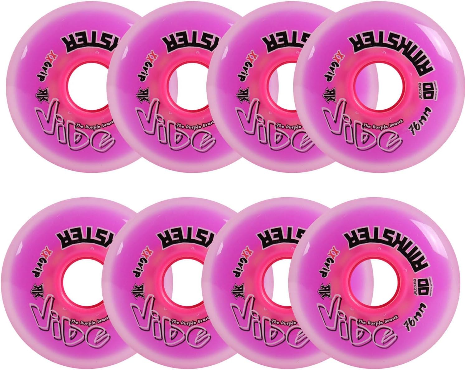 Rink Rat Roller Hockey Wheels Vibe 76mm XX Grip Purple 8-Pack