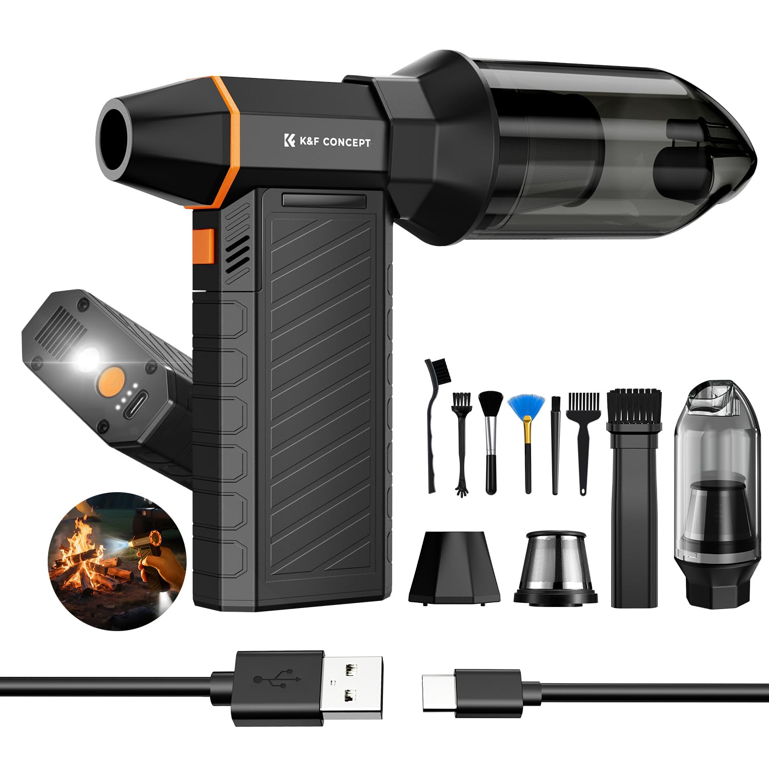 Photo 1 of K&F Concept BS500M 2 in1 Magnetic Compressed Air Duster, Electric Air Duster|300000RPM Vacuum Cleaner|3 Gear|Super Wind Power|Rechargeable Brushless Motor|for Computer, Keyboard, Car, Outdoor Cleaning