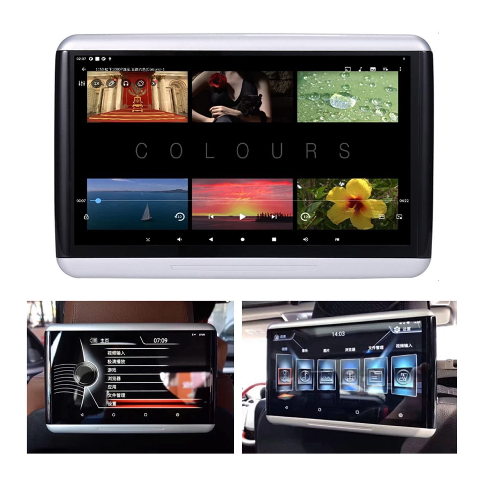 Lettore DVD portatile per lettori video per poggia Monitor for poggiatesta for auto Display da 10,6 pollici Link Standalone 1080P 4K Video WiFi/Bluetooth/USB/SD Lettore multimediale con schermo rotant