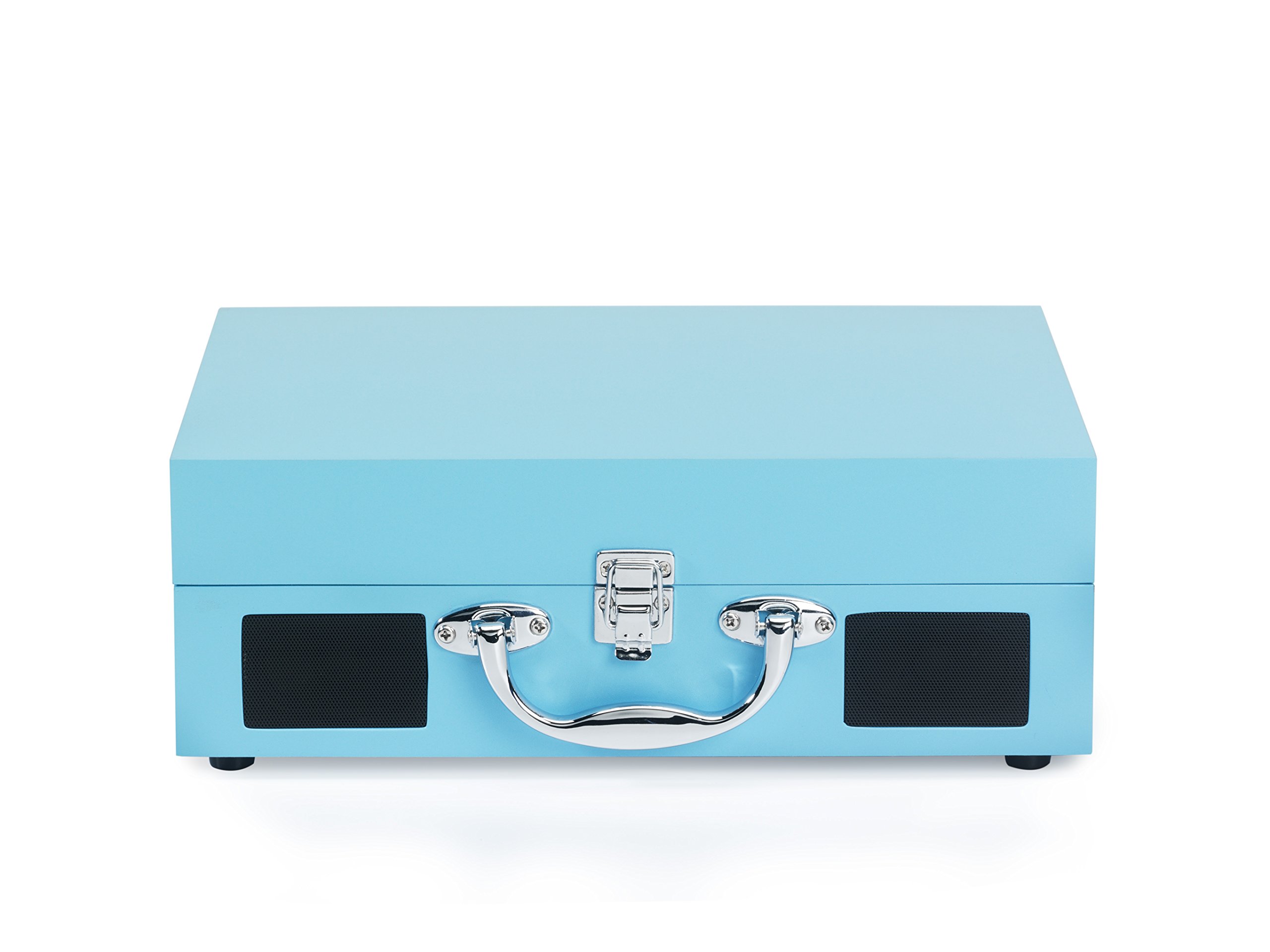 Ricatech RTT21 Tourne-disque, Tourne-disque Portatif Léger Avec des Haut-Parleurs, Trois Vitesses, Bluetooth, Prise Casque, Lecture MP3. Magnifique Valise de Lecteur de Style de Vinyle (Bleu)