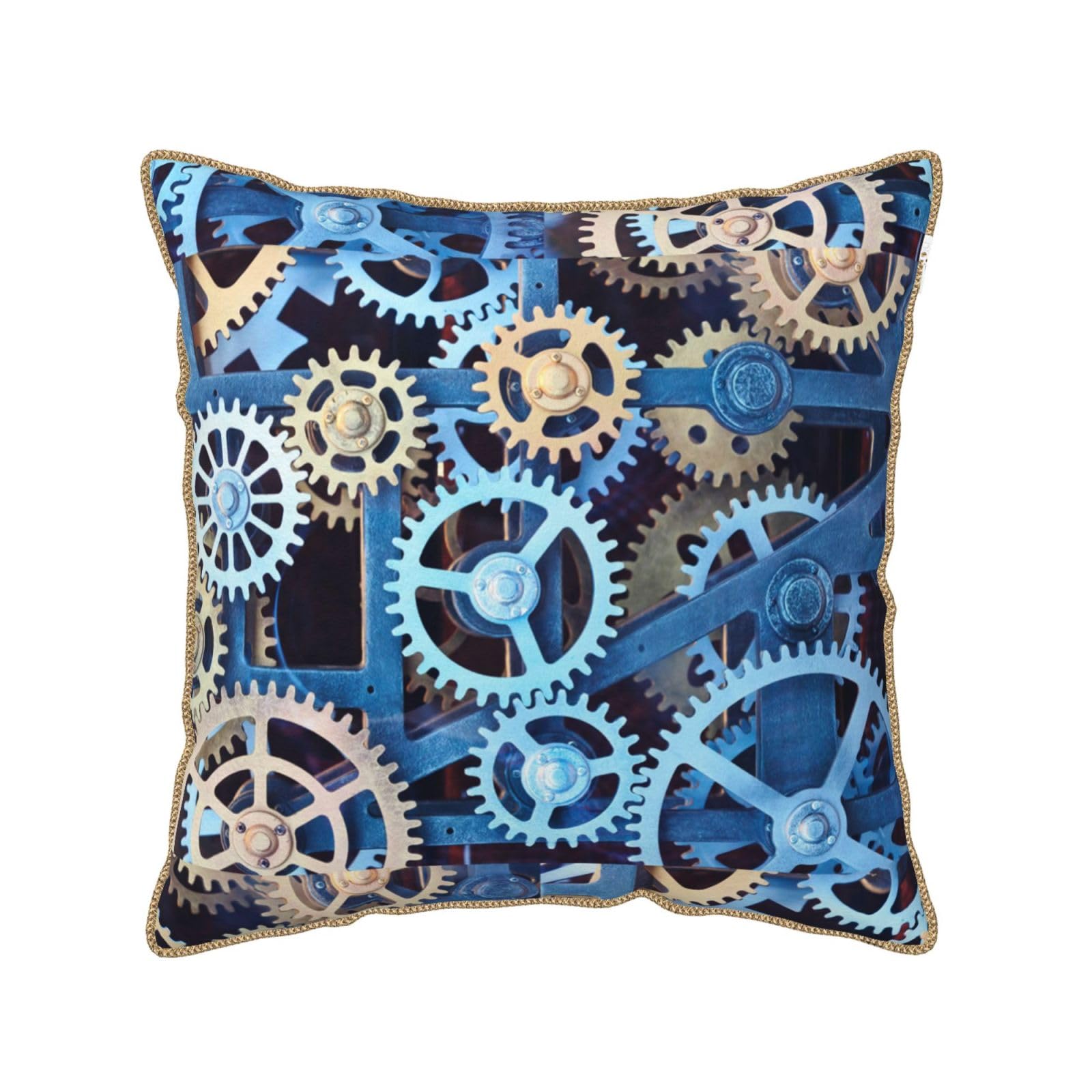 Housse de coussin velours engrenages confortable pour décor fade