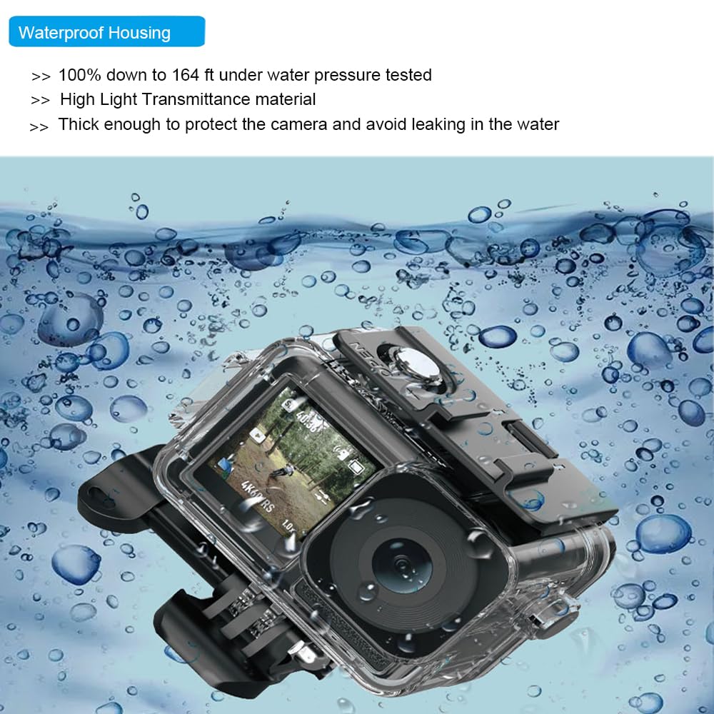 Paquete de Accesorios para dji Osmo Action 5 Pro/Action 4/3, Funda Impermeable de Buceo, Carcasa de Silicona, Protector de Pantalla de Vidrio, Kit Completo 60E (Kit1 para dji Osmo Action 5
