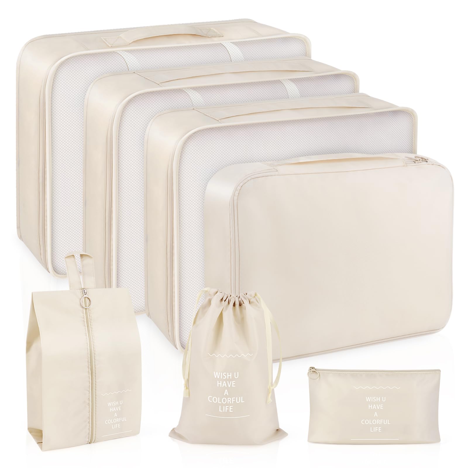 Set De 7 Cubes De Rangement De Voyage – Imperméables, Respirants, Différentes Tailles Pour Vêtements, Chaussures, Cosmétiques (rose) - 5