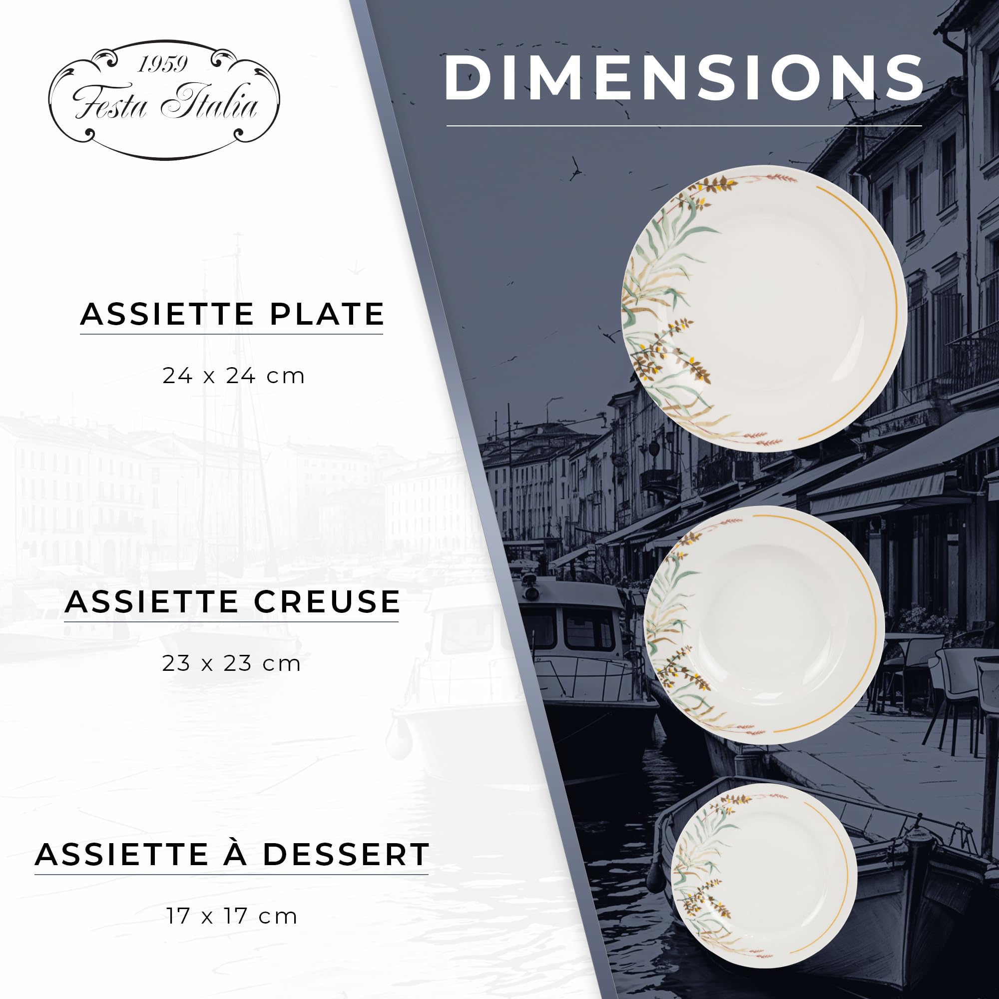 Service Vaisselle 6 Personnes - 18 Pièces - Porcelaine - Assiettes Service de Table - Ensemble Vaisselle de Table Moderne - Assiette et Arts de la Table - Assiettes Plates