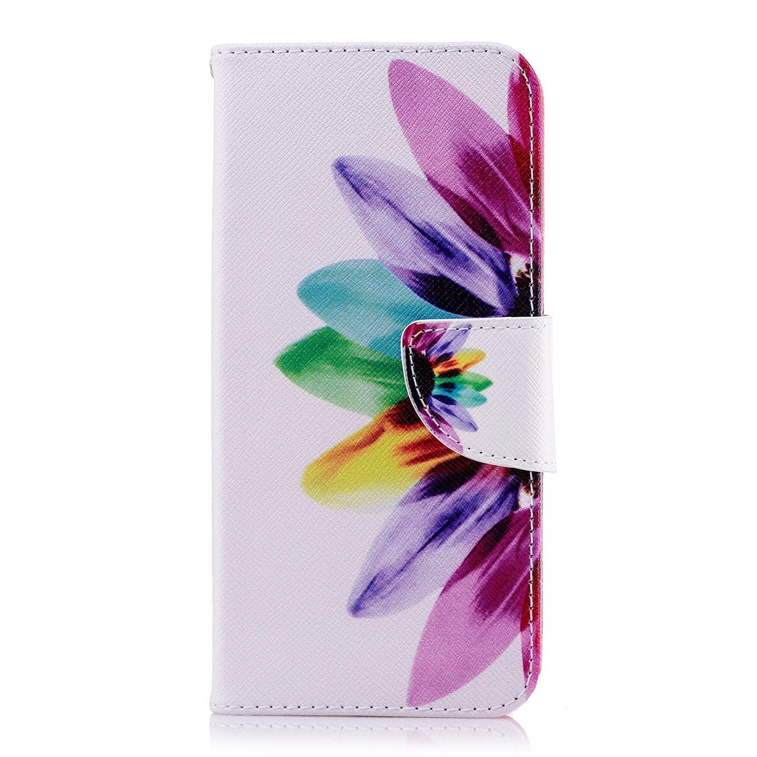 Samsung Galaxy J6 Case Leather, Shockproof Premium PU Leather Notebook Wallet Case with Kickstand Function Card Holder and ID Slot Slim Flip Protective Skin Cover for Samsung Galaxy J6 Floral