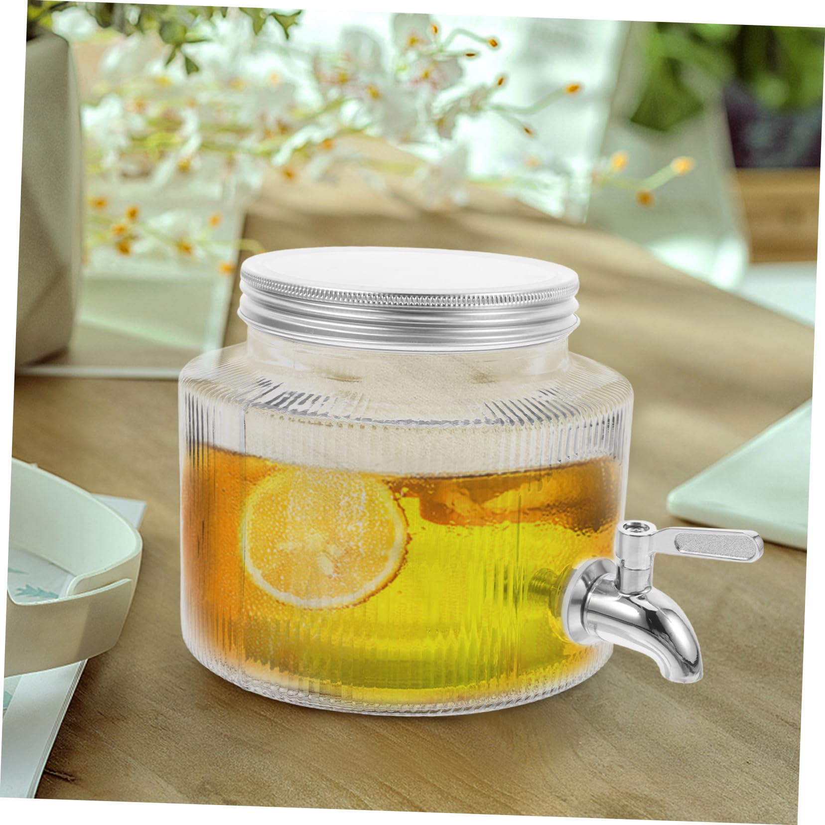 Jarra de Vidrio Grifo para Nevera, Dispensador Multiusos de 3 Litros para Agua, Vino y Bebidas Frías, Diseño Minimalista para Reuniones y Uso en Casa