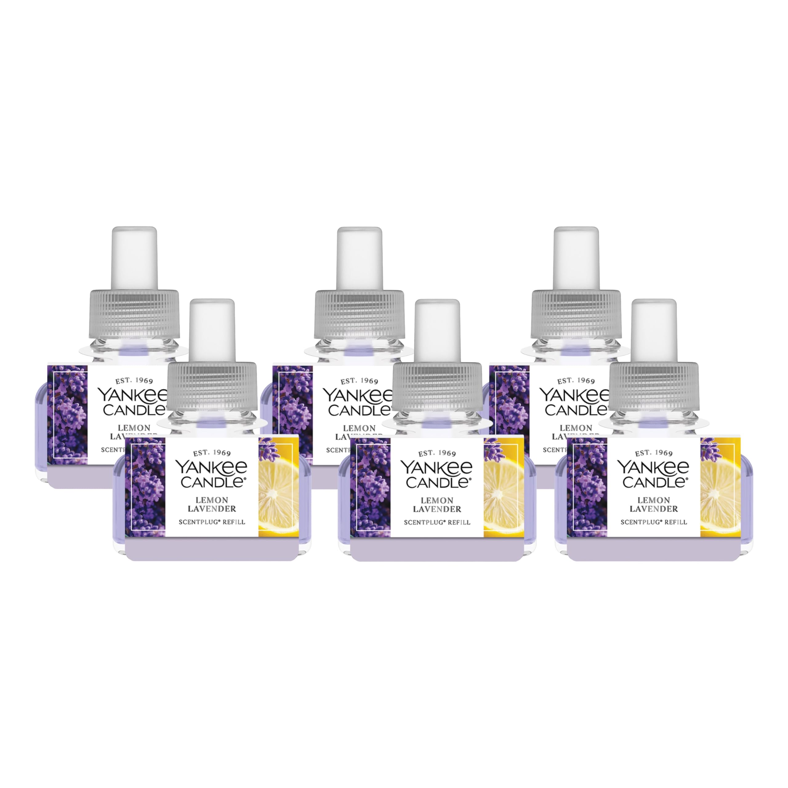 Yankee Candle ScentPlug Refill for Plug in Air Fresheners, Scented Oil Refills, Long Lasting Home Fragrance, Lemon Lavender (Pack of 6)