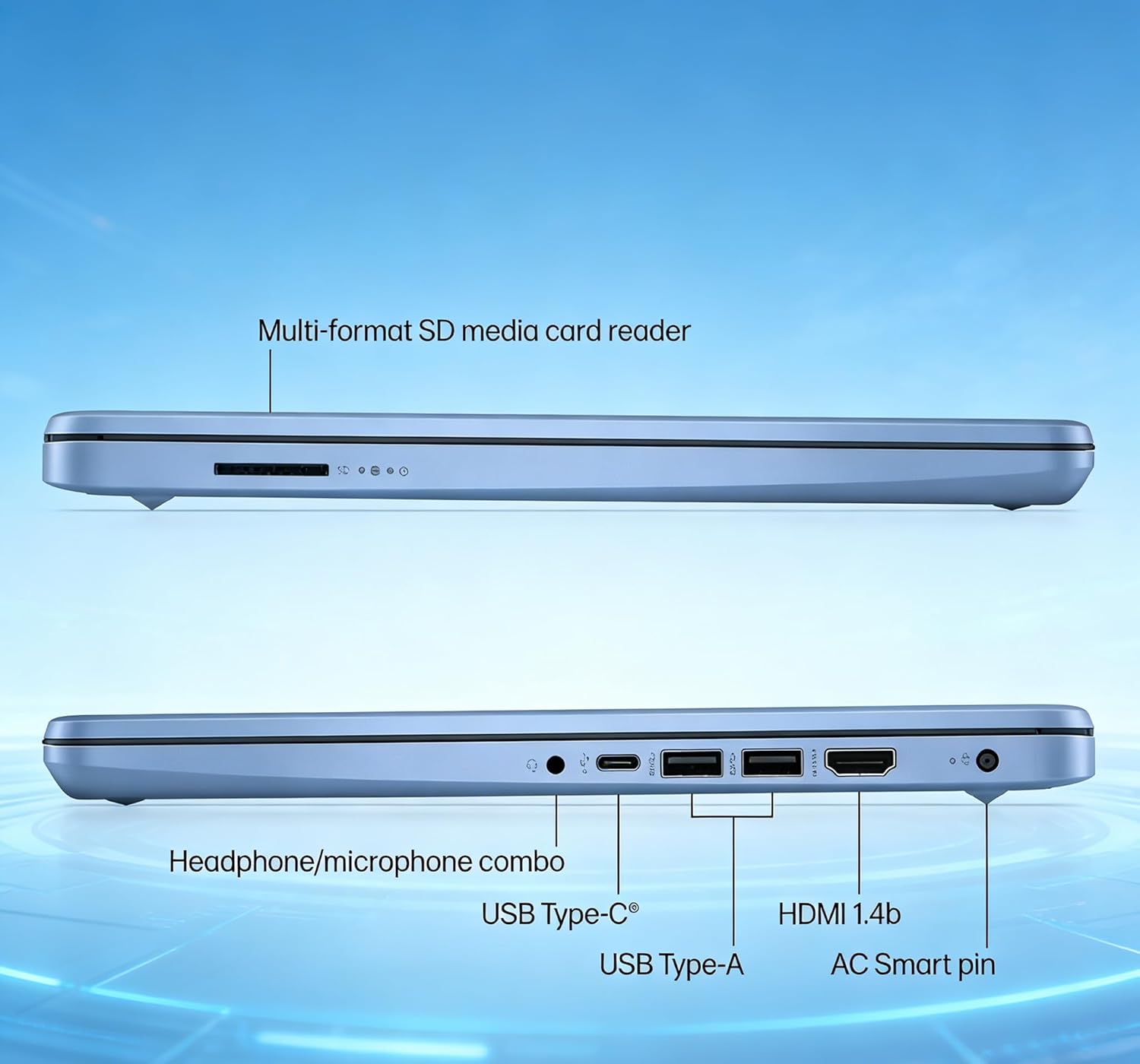 HP 14 Inch Elite Laptop 2026, Intel 4-Core, Copilot AI, 11H Battery Life&HP Fast Charge, Micro-Edge Bezel Display, Thin Portable Design, Windows 11 with 1-Year Microsoft 365, Sky Blue, LE Bundle