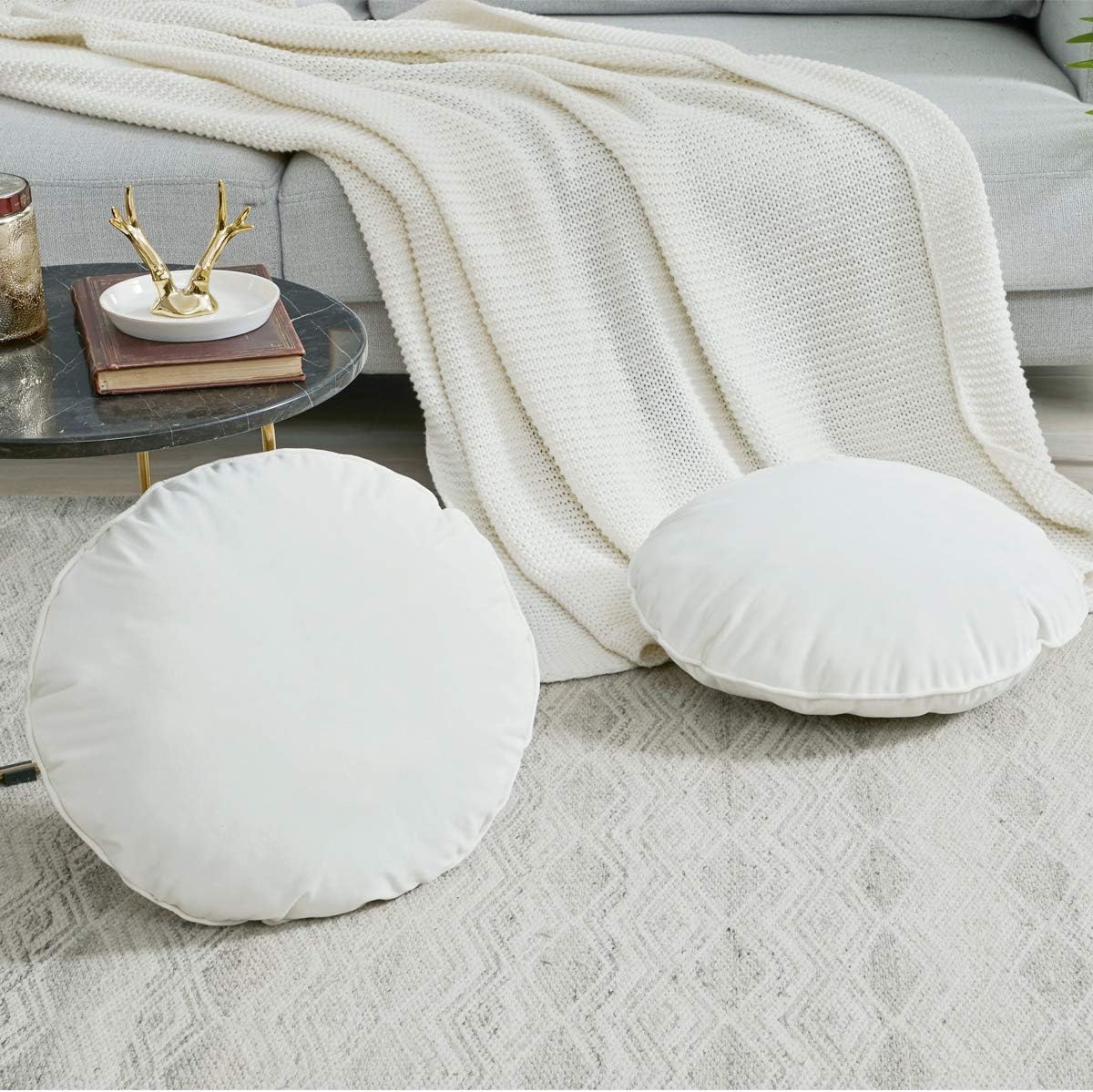round white throw pillow