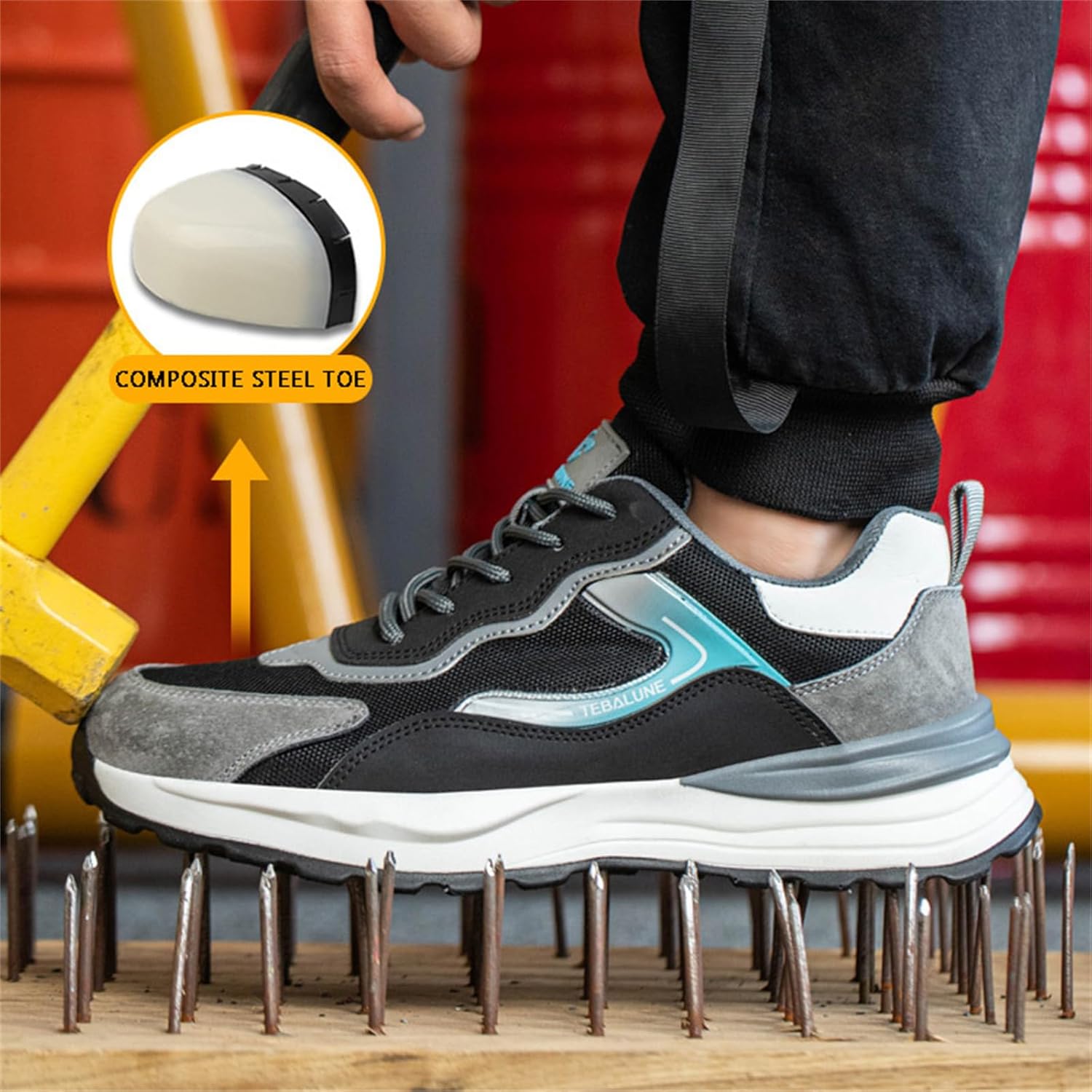 ＡＬＴＩＴＡＢ 鋼つま先作業靴安全スニーカーメンズソフト底滑り止め快適で壊れにくい工業用靴,グレー,11,グレー(7)