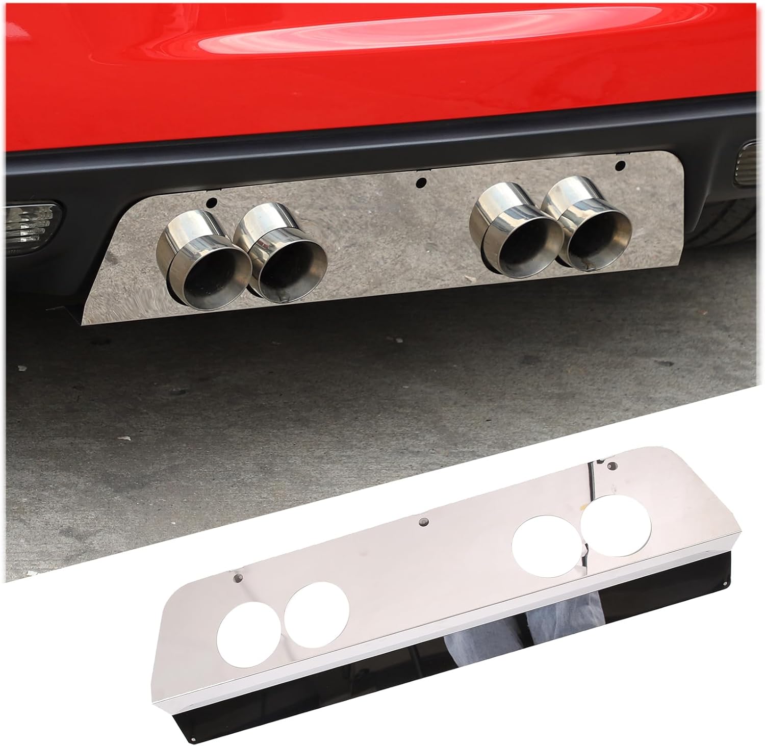 PIUGILH Exhaust Pipe Protection Baffle Compatible with Corvette C6 2005-2013 Decoration Exterior Accessories, Exhaust Muffler Tail Pipe Trim (Silver)