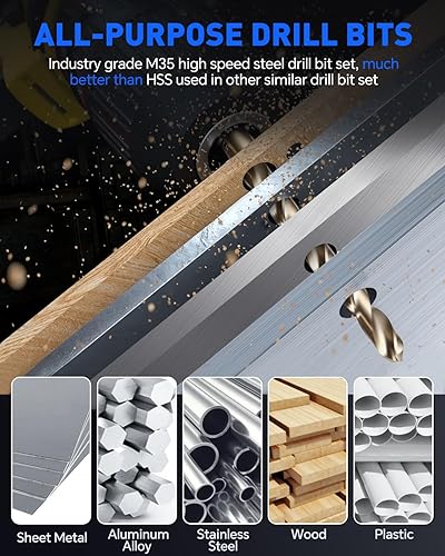 Miniatura 5 de Comoware - Juego de brocas espirales de cobalto