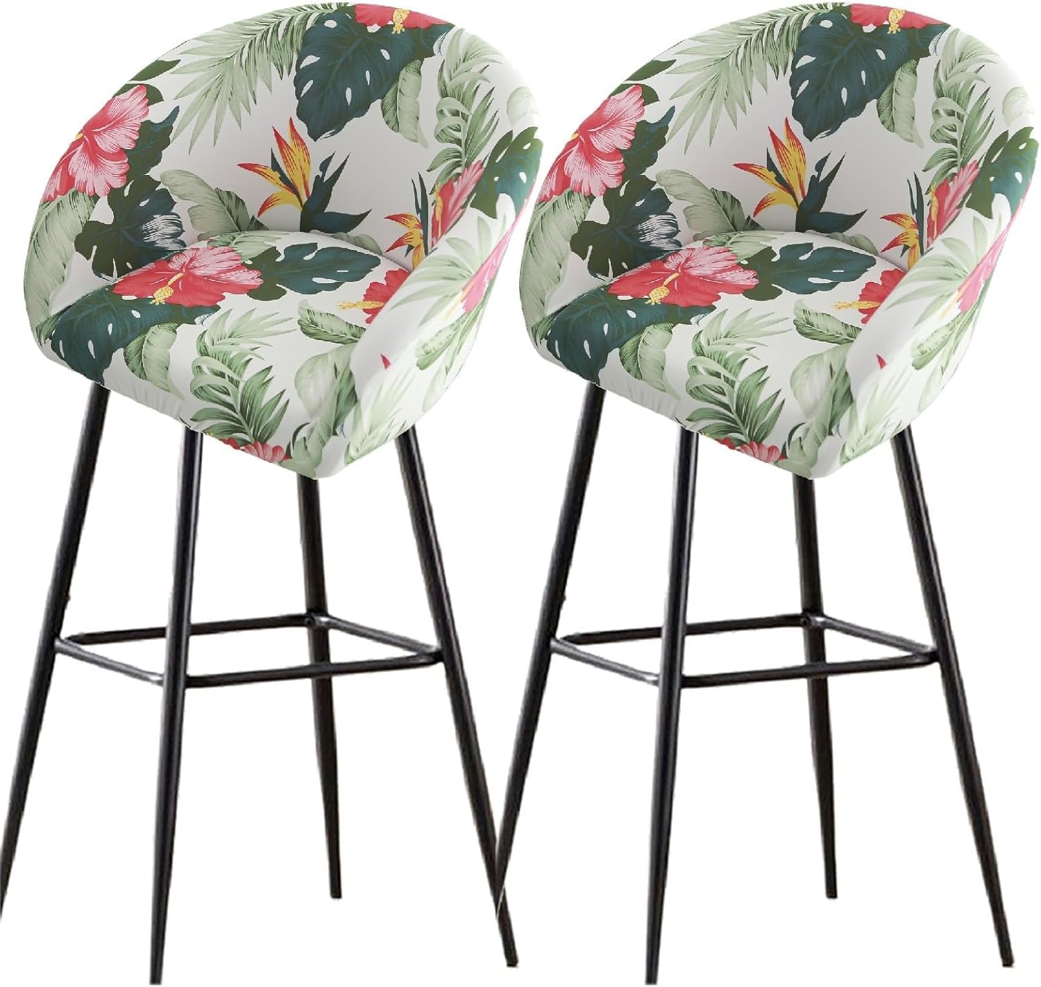 Bar Stools Cover,Short Back Chair Cover, Swivel Chair Slipcovers with Back, Stretch Bar Stool Chair Slipcovers with Round Backs Arms Curved Accent,Counter Bar Stool Cover for Armchair,Kitchen(H5,2PCS)