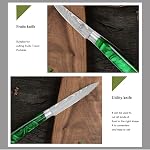 FULLHI 14pcs Couteau japonais avec poignée en résine verte - Couteaux de cuisine en acier inoxydable allemand haut de gamme