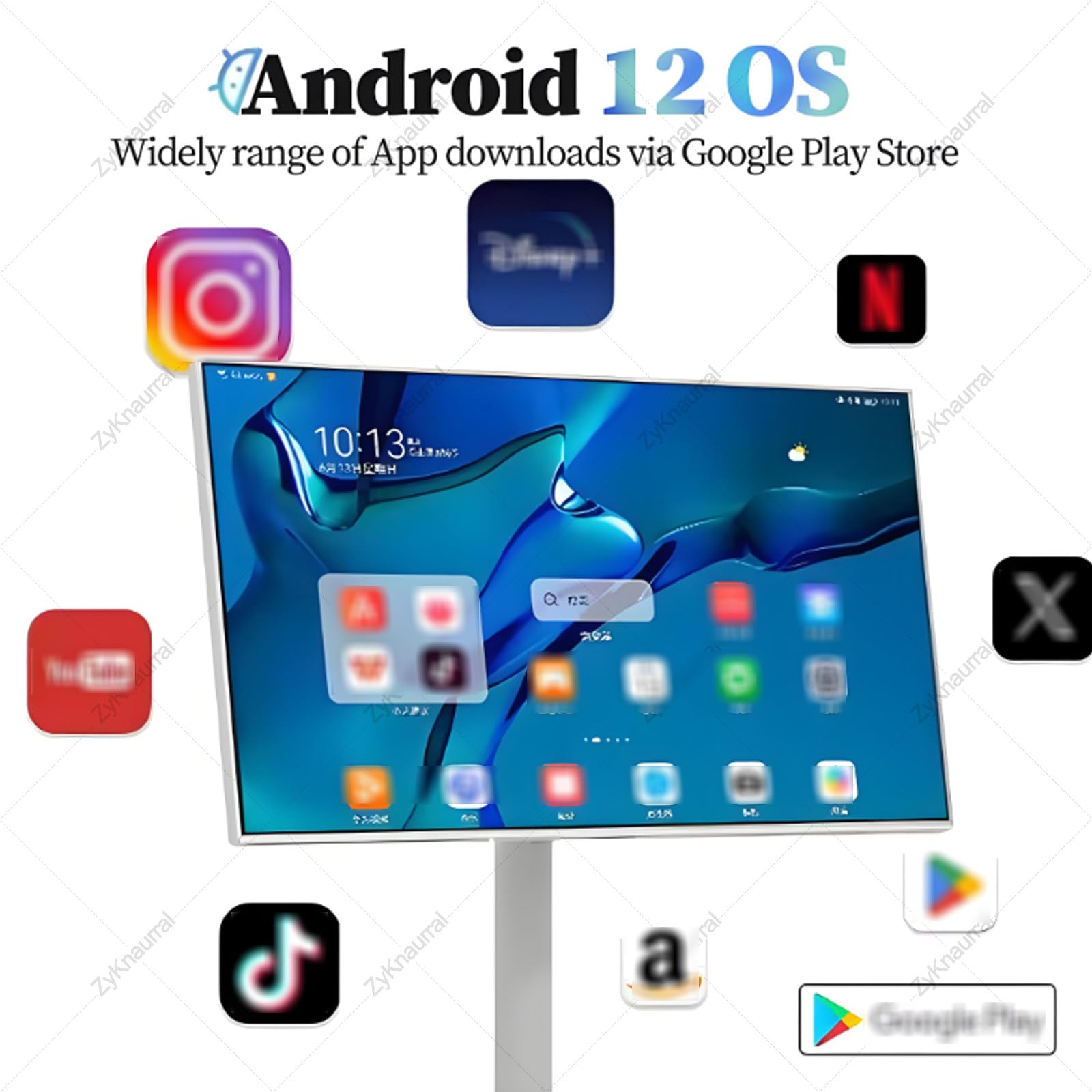 Smart TV portatile con touch screen girevole, batteria integrata e telecomando per intrattenimento mobile