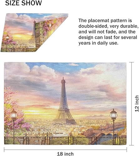 Miniatura 4 de Modern The Paris Decor - Juego de 4 manteles individuales lavables, impermeables, para fiestas, hogar, comedor, decoración de mesa de 18 x 12