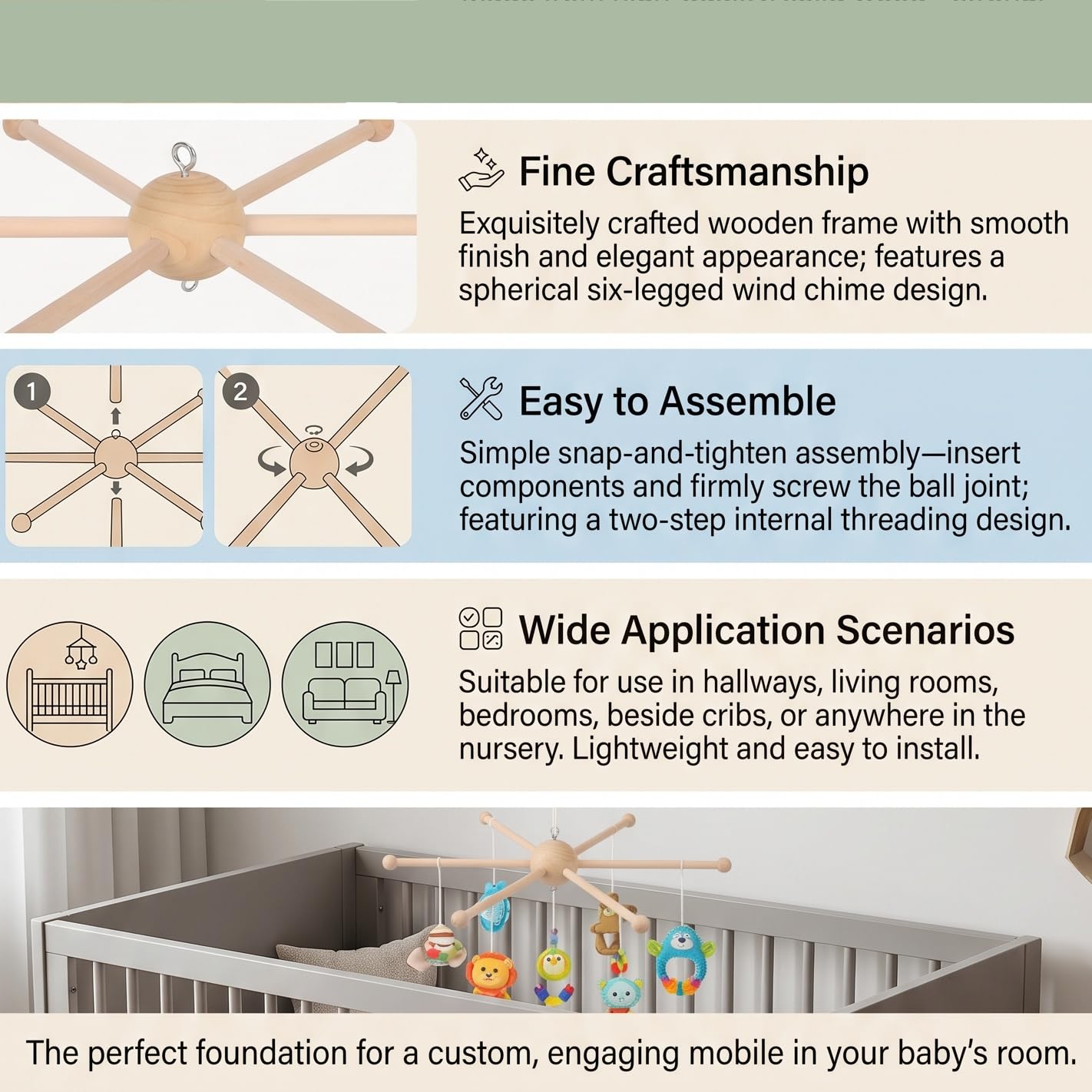 Amazon.com : Wooden Mobile Frame Kit, Spherical Six-Leg Crib