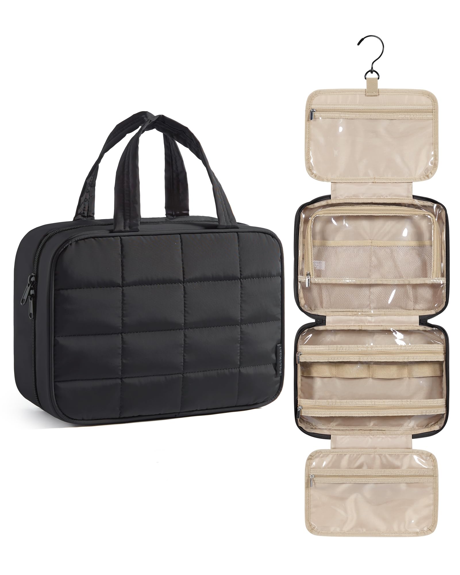 BAGSMART Reise Kulturtasche Damen, Kulturtasche zum Aufhängen Hanging Toiletry Bag, Bauschiger Make up Kosmetiktasche Organizer, Handgepäck-Reisezubehör