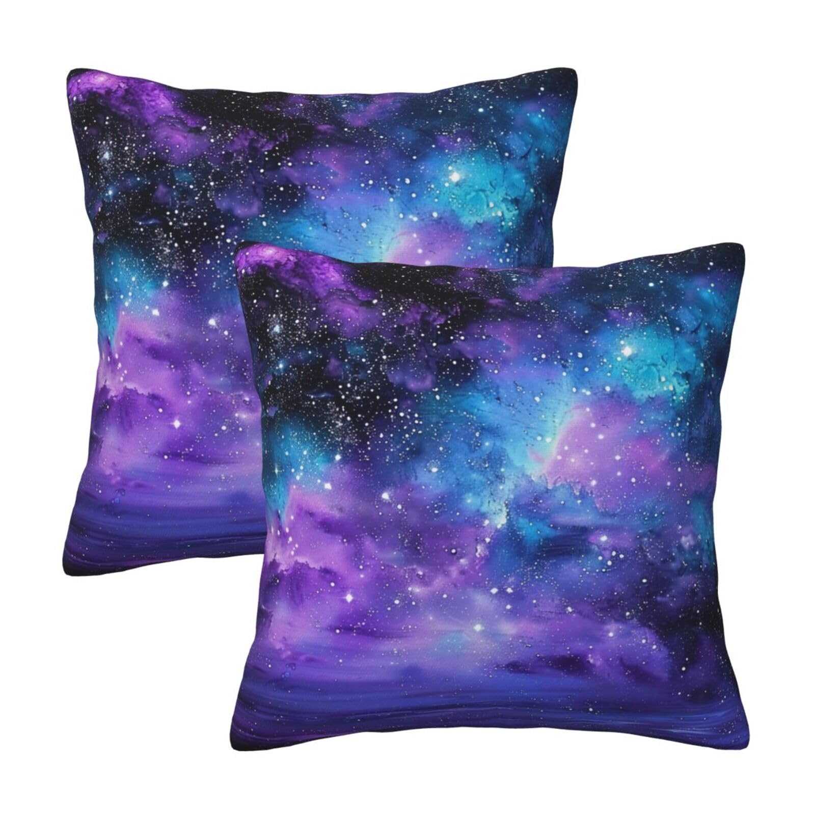 Space colorful clouds Throw Pillow Cases 2 Pack Square Pillowcases Soft Pillow Protectors for Couch Livingroom Sofa Bed Office Car,30x30 CM