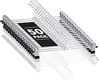 Vista 10 de Paquete de 12 perchas para pantalones con clips para mujer, perchas de metal resistente para ropa para armario, ahorro de espacio, antideslizante