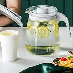 WRINGKIT Pitcher d'eau en verre, 1.8 L / 60 Carafe de thé glacé Oz avec limace, Jus résistant à la chaleur de moitié Gallon avec ligne d'échelle précise, Idéal pour le thé solaire, le citron, café glacé, lait