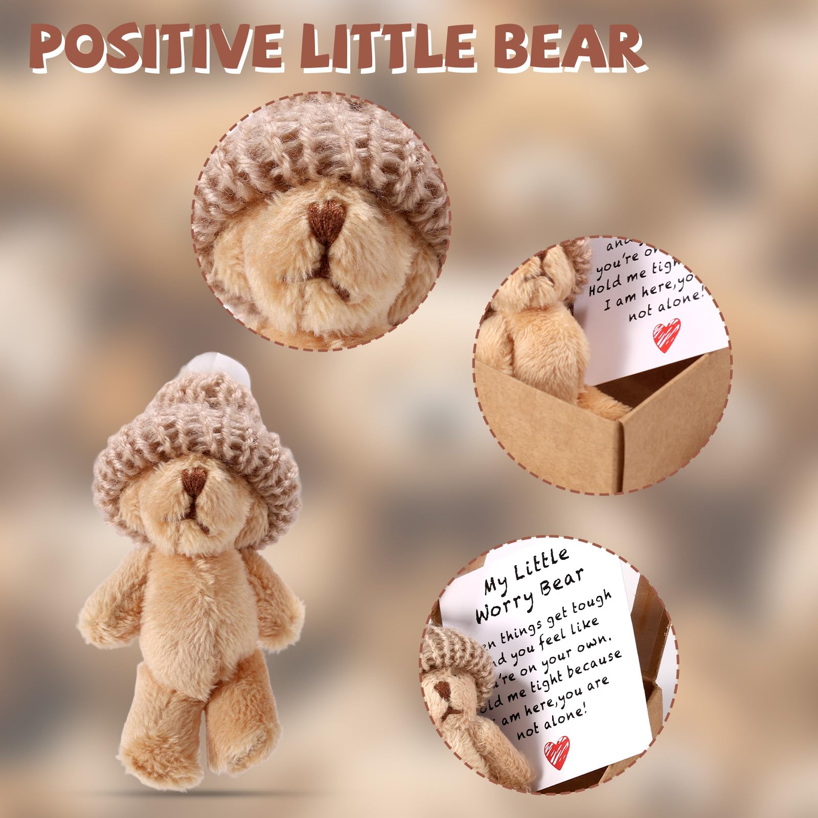 Oso De Bolsillo En Caja - Mini Peluche De Ganchillo Hecho A Mano Con Tarjeta Positiva, Regalo Para Aliviar La Ansiedad Y Demostrar Cariño