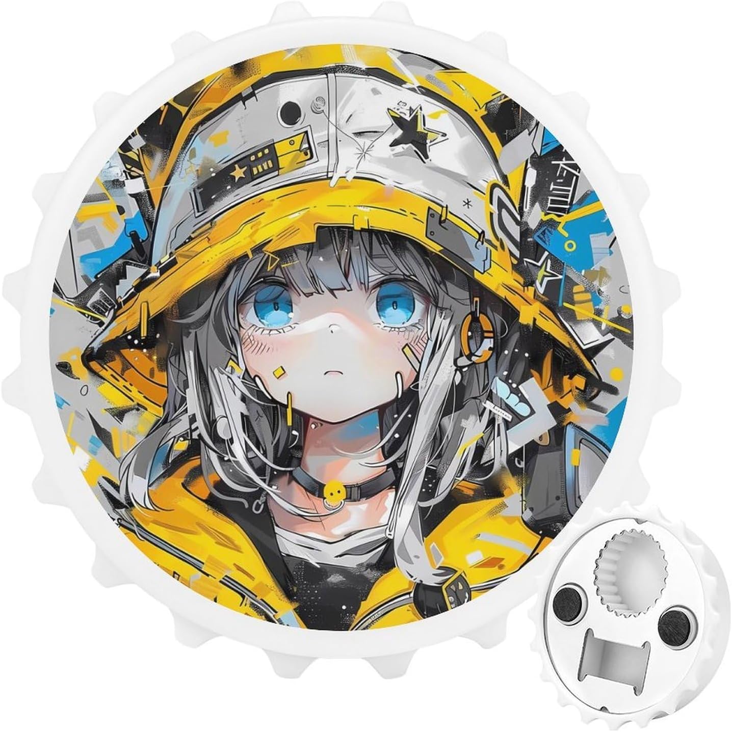 Street Style Graffiti Anime Magnetic Bottle Opener for Fridge – 3.1 Inch Stainless Steel Beer Opener, Refrigerator Magnet with Strong Hold