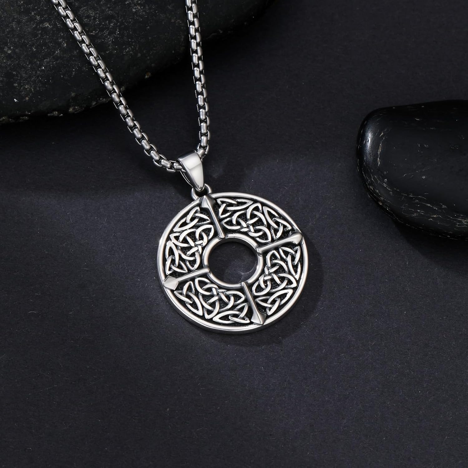 Celtic Triquetra Necklace 925 Sterling Silver Trinity Knot Pendant Celtic Knot Jewelry, w/Stainless Steel Chain 22”+2” - Image 4