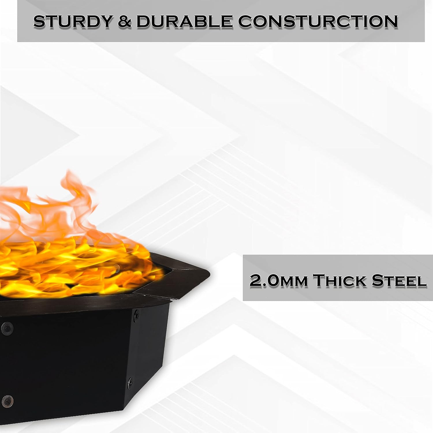 Outdoor Octagon Fire Pit Ring/Insert for Camping, Liner Heavy Duty 2.0mm Steel 30 Inch Inside Diameter, 38 Inch Outside Diameter - DIY Fire Pit Rim Liner Above or In-Ground
