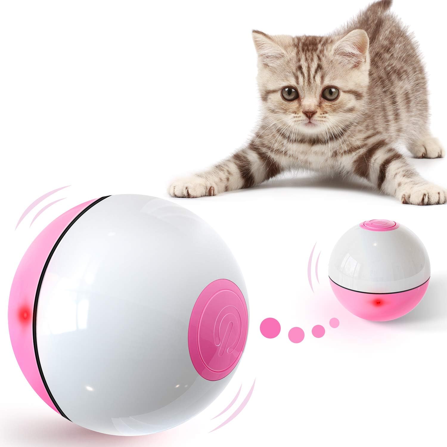 IOKHEIRA Interactive Cat Toys Ball (3rd Gen) Wicked Ball for Indoor Cats, Auto 360° Self-Rotating & USB Rechargeable with LED Red Light Toy for Your Kitty : Pet Supplies