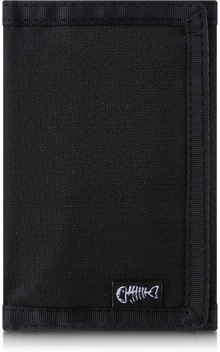 Cartera RFID triple de nailon para hombre con ventana de identificación, cartera de seguridad delgada para tarjetero, cartera moderna y elegante, regalos para adolescentes y hombres, talla única, color negro