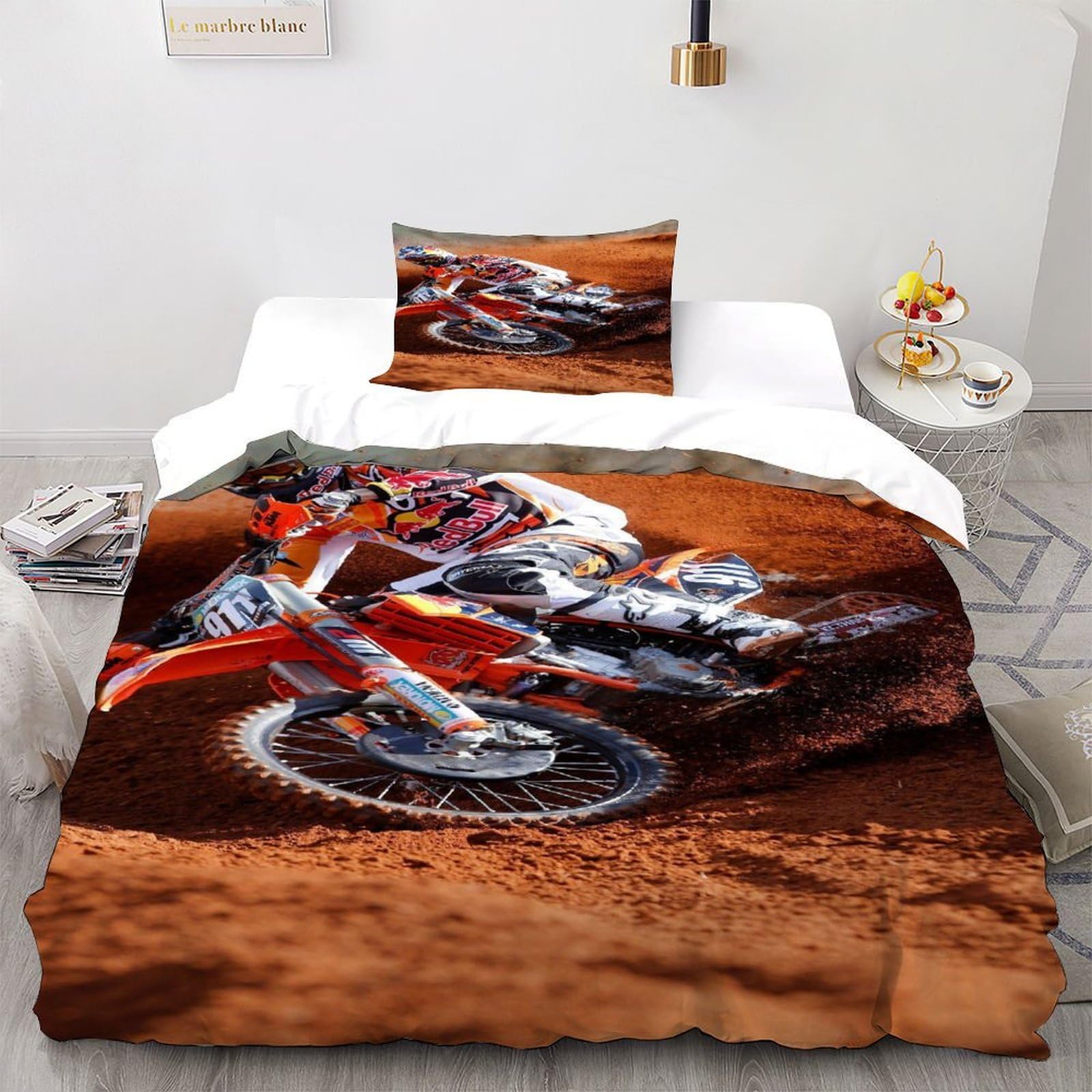 Housse de couette motocross respirante et anti-plis en microfibre douce avec zip solide