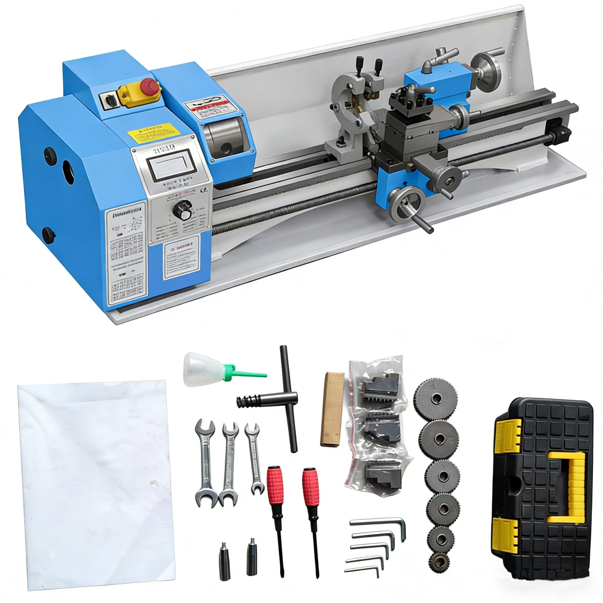 Tornio metallico Mini professionale senza spazzole, 1100 W, 220 x 750 mm, blu, 220 V, tornio di precisione per la lavorazione domestica e officina