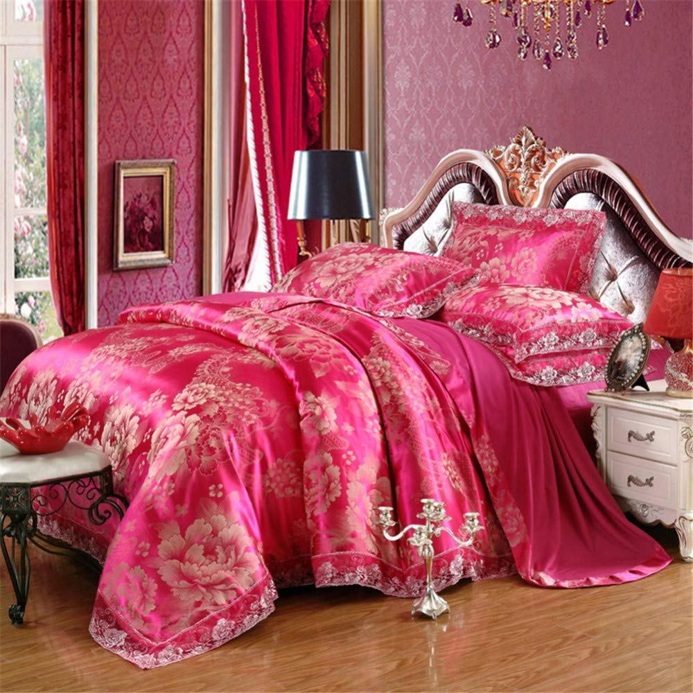 Parure de lit jacquard satin rouge B 220x240 en Tencel d'exception