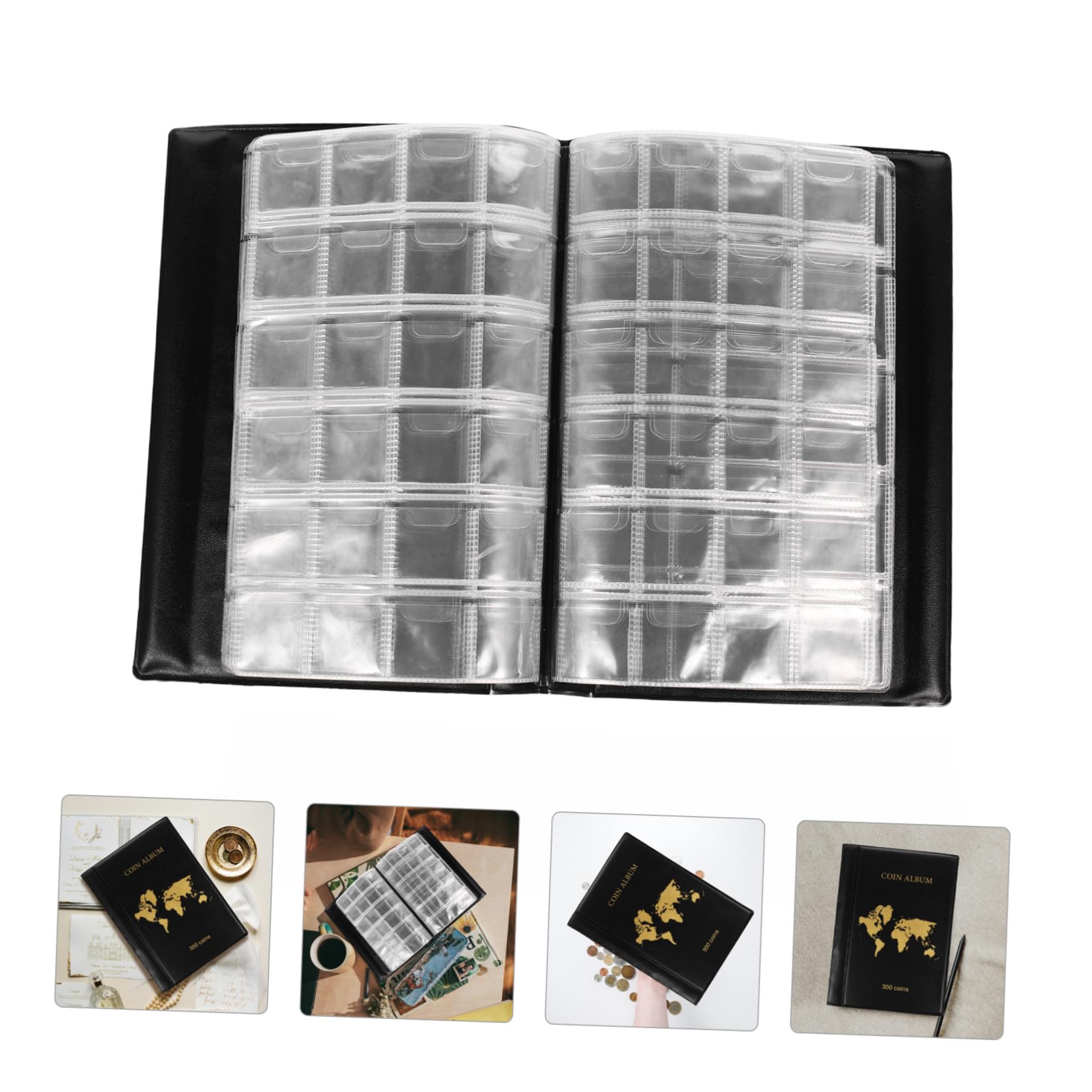 Toddmomy Album per Collezione di Monete 300 Tasche Custodia in Pu per Monete Vecchie e Banconote Organizer per Collezionisti